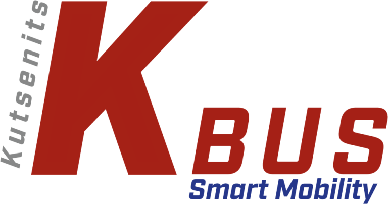 Logo von KBus in rot und blauer Schrift
